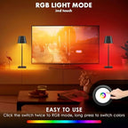 Cordless Table Lamp 5000mAh LED Rechargeable Lamp Black RGB, 2-Pack - Image 3