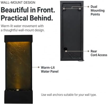 Bumilgar 35.43 in Indoor Outdoor Wall Mounted Waterfall Fountain Black - Image 5