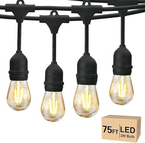 Svater 75 FT Outdoor String Lights 2W S14 LED Commercial Grade Waterproof by Svater