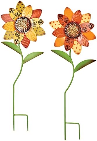 24" Metal Sunflower Outdoor Garden Stake, Set of 2 by Worth+Imports