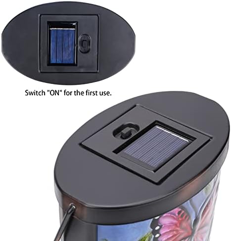 Butterfly Solar Lantern Outdoor Waterproof Hanging Glass Garden Light - Image 6