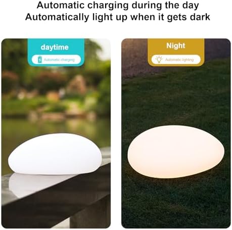 Solar Lights, Pebbles, Outdoor Waterproof Landscape Night Lights for Garden Paths, Stairs, Lawns, Patios, Yard Party Decorations, 2 Pack (Warm Light) - Image 4