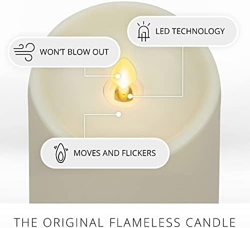 Luminara Outdoor Flameless LED Ivory Candle Melted Edge 3.75" x 9" Real Moving Flame Battery Operated Timer Plastic Weather-Resistant - Image 4