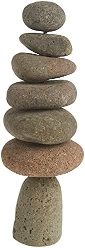 Ancient Graffiti Large 7-Stone Natural River Stone Cairn, 11 inches - Image 2
