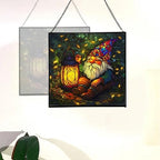 Lantern Gnome Glow Stained Glass Suncatcher – Square Hanging Window Panel for Home or Greenhouse – Whimsical Glass Art Gift for Garden Lovers, Christmas, Halloween, Father Days TWeAHz - Image 4