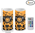 Flameless Candles Halloween Battery Operated Flameless Candles with Timer Remote, Pumpkin Bat LED Real Wax Relistic Pillar Lights for Trick or Treat Party Decoration - Image 2
