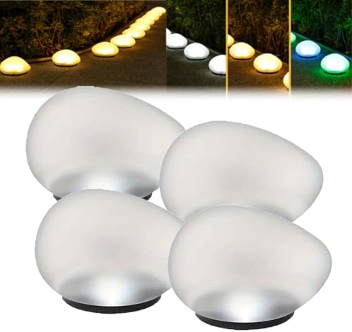 Solar Glass Garden Pebbles,Solar Pebble Lights Outdoor,Pebble Shape Decorative Rock Lights Waterproof Solar,Glowing Cobblestone Stones for Outdoor Landscape Lighting,for Pathway,Yard Decor (Cold) by Unknown