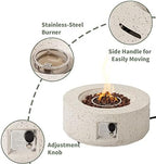 COSIEST 2-Piece Outdoor Propane Fire Pit Table Set w Tank Table, 28" Terrazzo Round Fire Table (Certified, 40,000 BTU) w 16" Tank Cover Side Table 20lb, Waterproof Cover for Garden, Pool, Backyard - Image 4