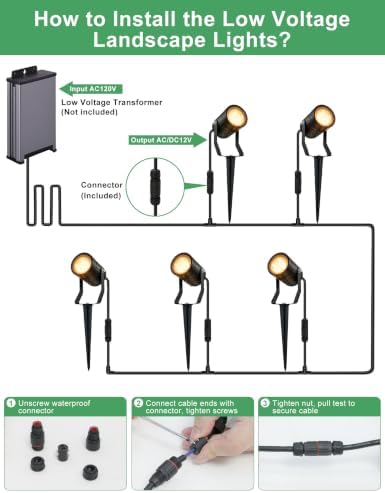 LED Landscape Spotlights 2 Pack 12V Low Voltage Outdoor Up Lighting - Image 6