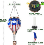 Hot Air Balloon Solar Lantern - U.S Flag Patriotic Glass Lantern, Simulated Flickering & Dancing Flame, Outdoor Hanging Yard Light Waterproof IP65, Ideal 4th of July Gift for Patriot Patio Decor - Image 6
