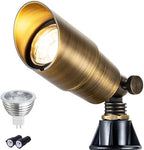 LumStory Brass Solid Landscape Light Low Voltage 12V Outdoor Brass Landscape Spotlights with 5W MR16 Bulb 3000K Warm White, IP65 Waterproof Up Light Landscape Lighting for Garden Yard Pathway by LumStory