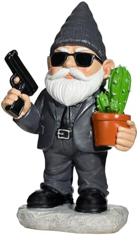 Gnome Decoration for Garden & Home - Professional Hitman Look Statue, Léon Inspired 8.7 Inch Resin Decor, Unique Outdoor Gift for Women/Men - Image 2