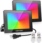 MEIKEE 100W RGB LED Flood Lights 1000W Equivalent 2 Pack with Remotes by MEIKEE
