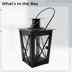 Black Moroccan Lantern, Metal Candle Holder With Glass Lampshade And Hanging Ring, 17 X 9 X 5.5 Cm / 6.7 X 3.5 X 2.2 In, For Wedding Décor - Image 4