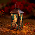 Solar Lantern Stained Glass Cat Mandala Wall Outdoor Waterproof Garden Hanging Lantern Solar Powered Lighting Outside Solar Light for Patio Yard Camping, Gifts for Women Mom by Unknown