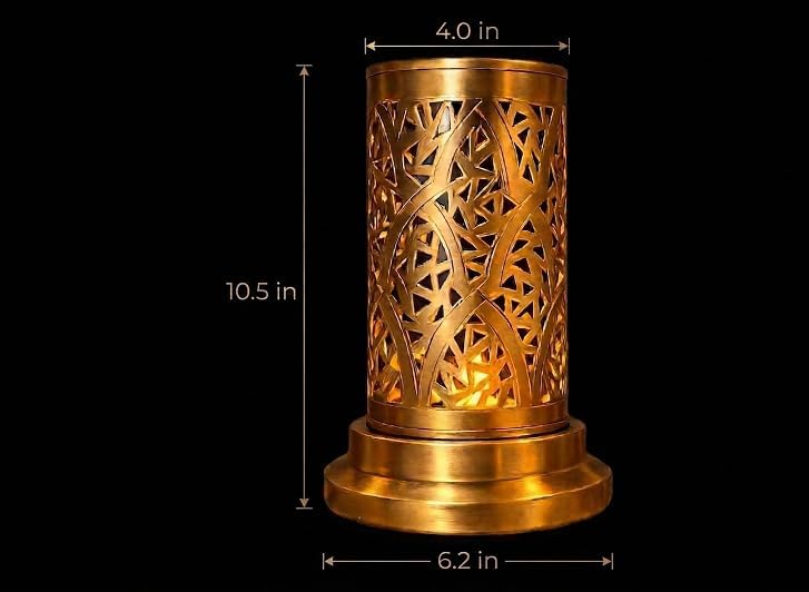 Moroccan Brass Wall Lamp Sconce Home Decor, Handmade Lighting Copper Metal Lights Turkish Lamp, Ramadan Candle Lantern, Candle Holder, Indoor Outdoor, Patio, Porch, Shelf, Garden (Cylinder) - Image 2