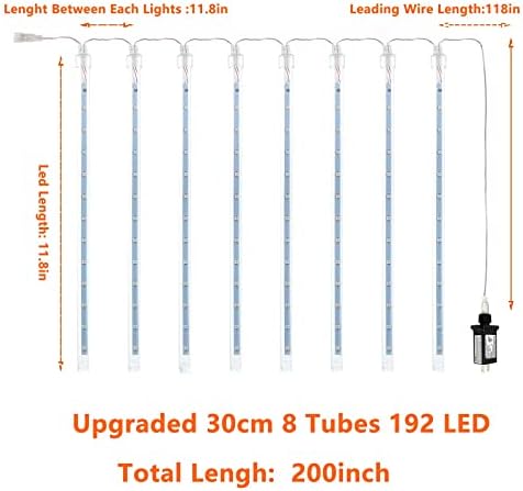 Christmas Lights Outdoor 2 Pack 16 Tubes 384 LED Meteor Shower Lights Blue - Image 6