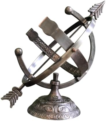 NauticalMart Polished Brass Aluminum Armillary Sundial, Cast Aluminum Classic Celestial Timekeeping Decor for Garden, Desk (Brown) by NauticalMart
