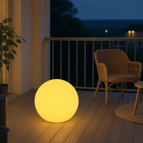 Mr.Go 16-inch Rechargeable LED Glowing Ball Light, Waterproof Orb Globe Lamp w/Remote, 16 RGB Colors 4 Light Effects, Ideal for Indoor/Outdoor Home Garden Pool Patio Party Decorative Lighting - Image 3