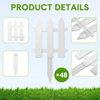48 Pack White Classic Garden Fence Panels with 48 Fence Inserts, 6.69'' L x 7.87'' H - Image 3