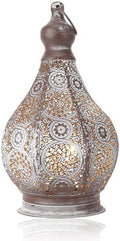 JHY DESIGN Moroccan Style Vintage Lantern Metal Table Lamp Battery Powered 11.5" Tall Cordless Lamp Desk Lamp with Edison Bulb for Living Room Bedroom Weddings Parties Garden Lounge Outdoor Indoor by JHYDESIGN