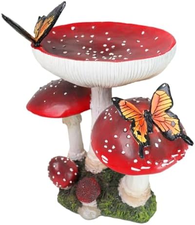 Ebros Gift Enchanted Fairy Garden Toadstool Mushrooms Forest with Monarch Butterflies Home Decor Figurine 9.25" H Do It Yourself Ideas Collectible Mini Fairies Pixies Fantasy by EbrosGift