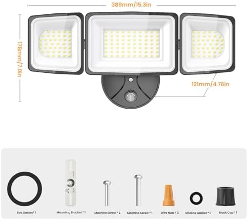 Onforu 130W Dusk to Dawn Flood Lights Outdoor,6500K Outdoor Lighting,13000LM Super Bright Lights,IP65 Waterproof Hardwired LED Security Lights for Garage,Yard,Outside - Image 6