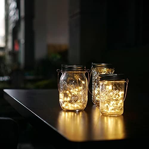 Solar Mason Jar Lights, 12 Pack 30 LED Fairy Star Firefly String Lids Lights with 12 Hangers for Patio Yard Garden Party Wedding Christmas Decoration(Jars Not Included) - Image 4