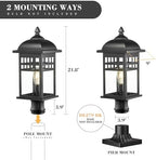Emliviar 22 Inch Large Outdoor Lamp Post Light, Farmhouse Pole Lights for Outside Patio, Waterproof Aluminum in Black Finish with Seeded Glass, DE279P-M BK - Image 6