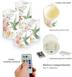 Hummingbird Floral Flickering Flameless Candles with Remote Color Changing Battery Operated Candles with Timer LED Pillar Candles for Valentines Wedding Holiday Party Home Decor Set of 4 - Image 3