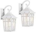 Darkaway 2pcs Large Outdoor Wall Lights for House, 18inch Exterior Lighting Fixtures Wall Mount White Outside Wall Sconce with Water Ripple Glass for Porch Patio Front Door by Darkaway