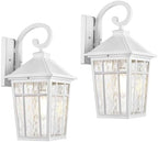 Darkaway 2pcs Large Outdoor Wall Lights for House, 18inch Exterior Lighting Fixtures Wall Mount White Outside Wall Sconce with Water Ripple Glass for Porch Patio Front Door by Darkaway