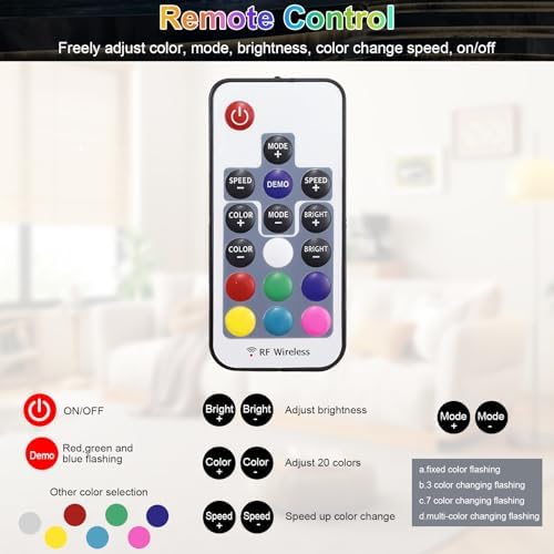 RGB Underwater Pond Lights, 20 Colors Dimmable Submersible Led Fountain Lights with Timer, IP68 Waterproof with Remote Control for Outdoor Ponds Aquarium Garden Pool (Set of 6) - Image 6
