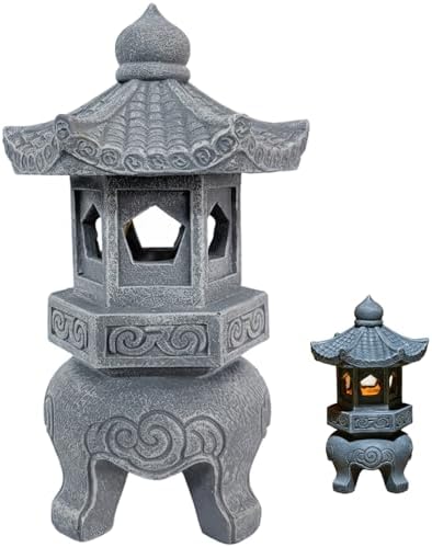 Pagoda Garden Statue, Resin Solar Japanese Pagoda Lantern, Decorative Zen Garden Landscape for Yard Patio Lawn, Style 3 by Unknown