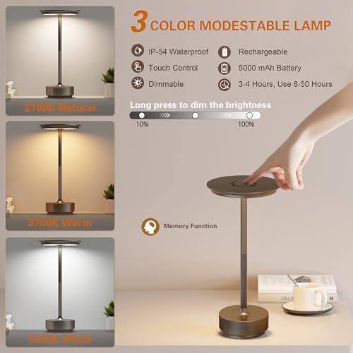 Cordless Table Lamp Set of 2,USB-C Battery-Operated Table Lights - Image 3
