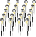 GIGALUMI Solar Lights Outdoor Waterproof, 20 Pack, Stainless Steel LED Solar Garden Lights for Patio, Lawn, Yard and Landscape,Garden Decor Patio Decor, Warm White by GIGALUMI