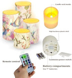 Vintage Flower Hummingbird Flameless Candles Battery Powered LED Pillar Candles Tealights with Remote Timer Color Changing Control for Home Decor Set of 4 - Image 2