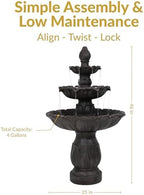 Sunnydaze Classic Tulip 46 in. 3-Tiered Outdoor Water Fountain - Dark Brown - Image 6
