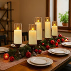 Amagic Ivory Flameless Candles with Remote, Battery Operated Candles with Timer, Acrylic Plexiglass Flickering LED Fake Candle for Wedding, Holiday, Home Decor, Set of 9, D2.2 x H5 6" 7" - Image 4