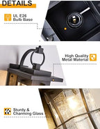 18" H Extra Large Outdoor Wall Sconce Black Large Exterior Wall Lantern Outside House Lamps Waterproof Mission Light Fixtures with Clear Seeded Glass, Perfect for Villa Porch Garage Coach Light - Image 4