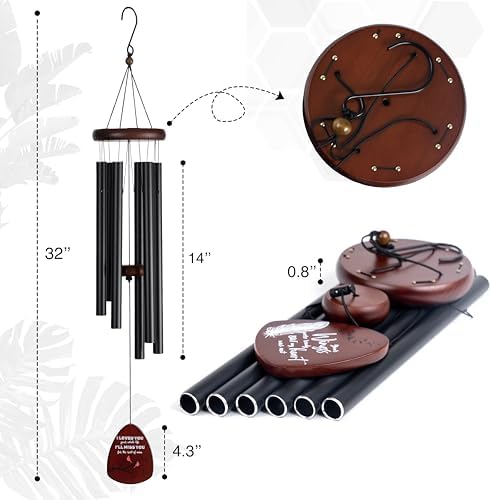 Memorial Wind Chimes for Loss of Loved One, Windchimes in Memory of a Loved One, Sympathy Gift Baskets, Bereavement Condolence Gifts, Memorial Gifts for Loss of Mom, 32" Sympathy Cardinal, Black - Image 2