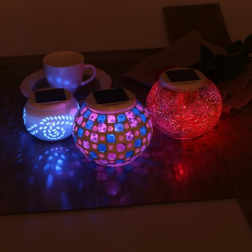 Zerodeko Solar Powered Glass Ball Table Lamp, Color Changing Outdoor Light - Image 3