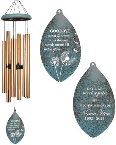 Personalized Sympathy Wind Chimes, Memorial Gifts Wind Chimes for Loss of Loved Ones, Dandelion Commemorative Wind Chime for Mom/Dad 36inch by ExtrabilyOfficial