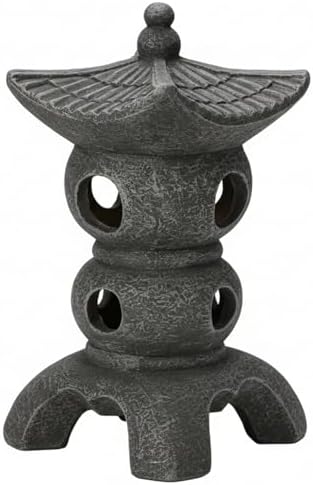 Pagoda Garden Statue - Grey Resin Pagoda Statue with Zen Ambiance, Water-Resistant Outdoor Decor for Patio, Yard, Landscape by DAGLLGEW