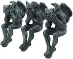 Ebros Gift Notre Dame Chimera Winged Hear No Evil See No Evil Speak No Evil Gargoyle Shelf Sitters Figurines 5" Tall Gargoyle Sculptures Set of 3 - Image 2