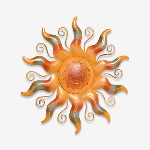 Sun Metal Wall Art Rustic Celestial Plaque Waterproof Hanging Decor for Garden Patio Porch Living Room Indoor Outdoor Home Stylish Eye catching Ornate Ornament (16 INCH) by Unknown