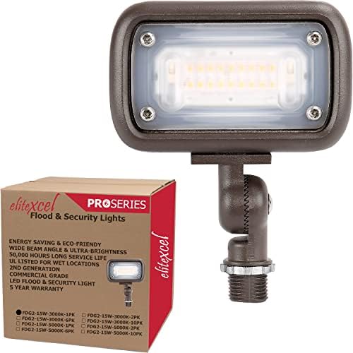 VoltMatrix 15W LED Flood Light Outdoor, 120-277V Landscape Yard Floodlight by EliteXcelLighting