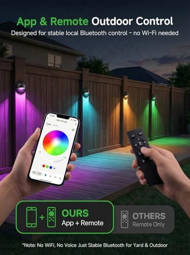 Low Voltage RGBCW Smart Deck Lights, 12V Bluetooth Mesh Black Outdoor Landscape Lighting with App & Remote Control, Replaceable G4 Bulb, IP65 Waterproof Aluminum for Step Stair Fence, 4 Pack - Image 2