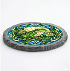Magnolia Garden 10-Inch Garden Frog Stepping Stone - Faux Stained Glass Lily Pad Pond Garden Stone, Weather-Resistant Resin Pathway Accent, Whimsical Amphibian Outdoor Yard Decor & Walkway Plaque - Image 3