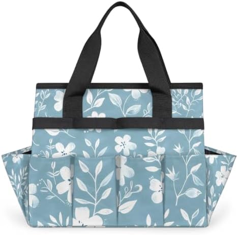 Garden Tool Bag Organizer Garden Tote Bag with Pockets Pattern Small Flowers Tool Storage Organizer Gardening Tool Kit Holder 13" x 6.8" x 2.8" by Unknown
